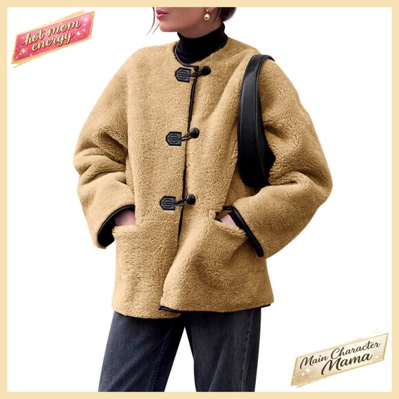 Jackets & Blazers - Faux Fur Jacket Women's Winter Coat Button Front Pockets Cropped